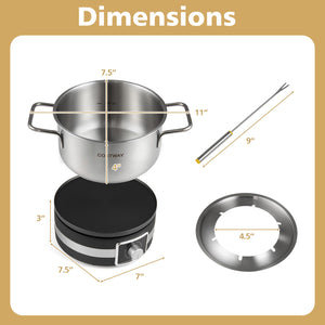 1200W Electric Fondue Pot Set with Removable Stainless Steel Pot and 6 Forks view 4