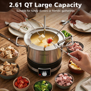 1200W Electric Fondue Pot Set with Removable Stainless Steel Pot and 6 Forks view 8