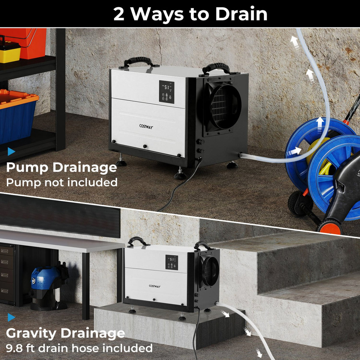 124 Pint Crawl Space Dehumidifier with 3 Modes and 24H Timer-White view 9