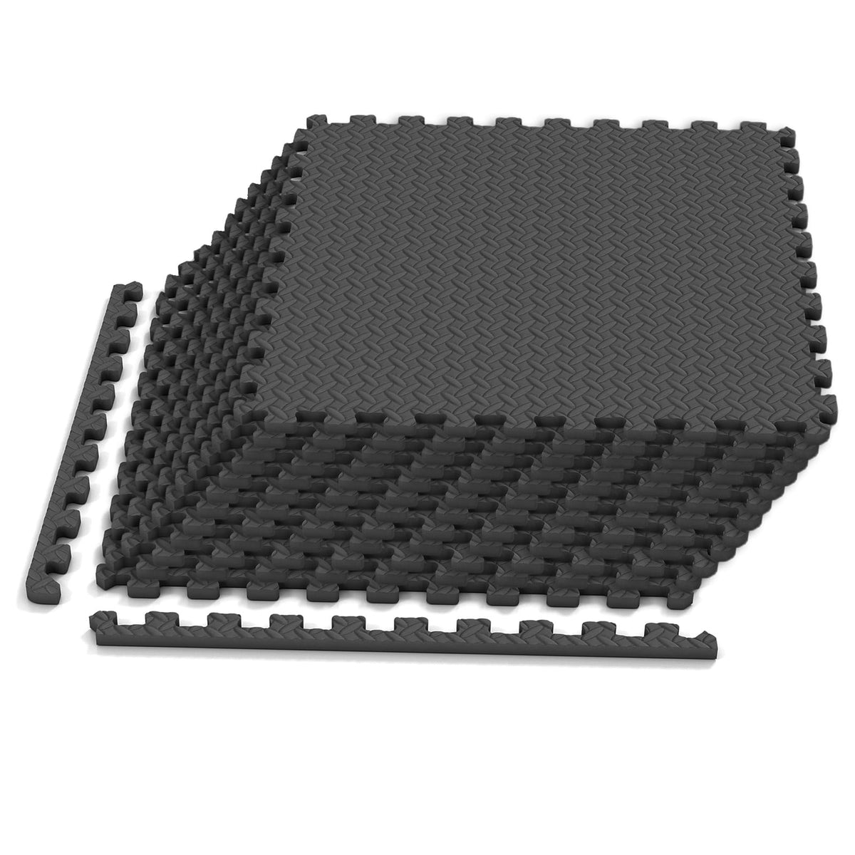 12Tiles 1/2 inches Puzzle Exercise Floor Mats-Black