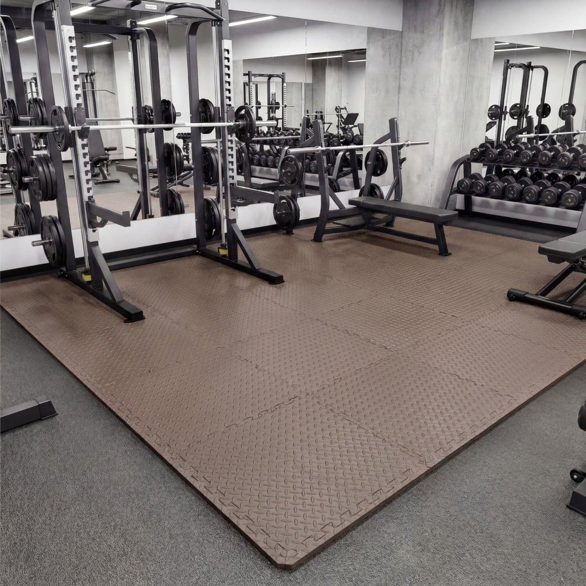 12Tiles 1/2 inches Puzzle Exercise Floor Mats-Brown view 3