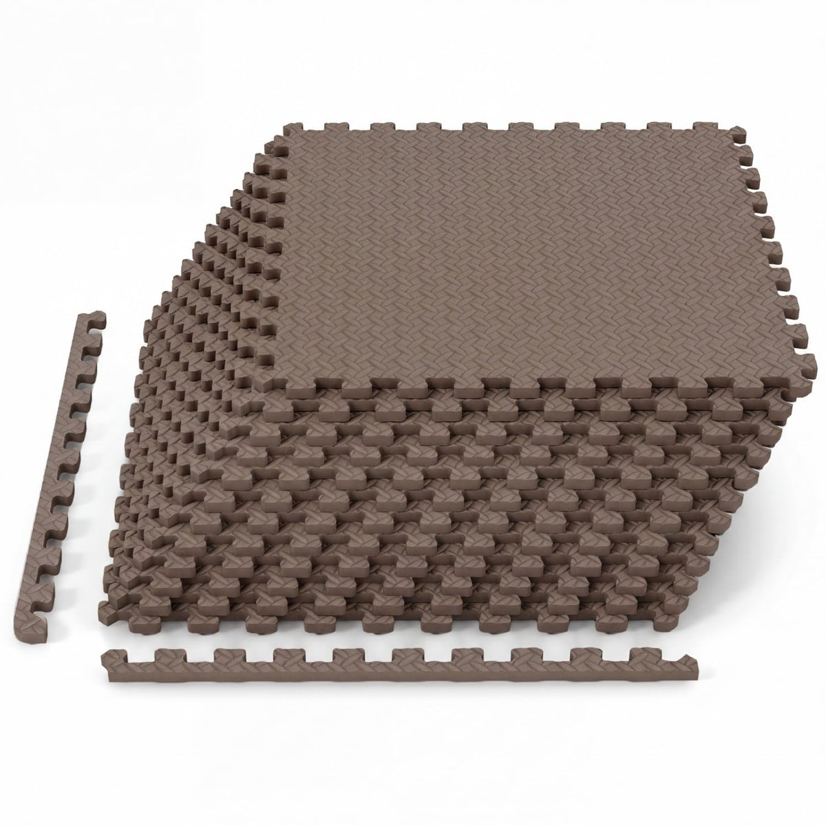 12Tiles 1/2 inches Puzzle Exercise Floor Mats-Brown