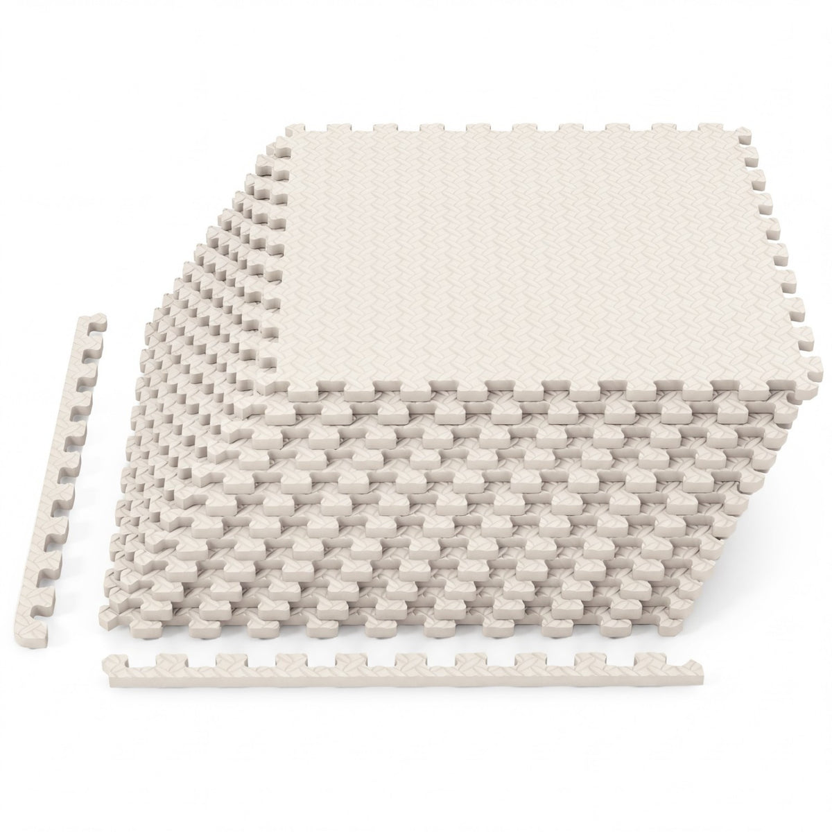 12Tiles 1/2 inches Puzzle Exercise Floor Mats-Beige