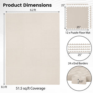 12Tiles 1/2 inches Puzzle Exercise Floor Mats-Beige view 4