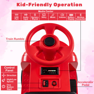 12V 2-Seater Kids Ride on Train with Height Adjustable Seat and Music Licensed Chuggington-Red view 8