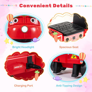 12V 2-Seater Kids Ride on Train with Height Adjustable Seat and Music Licensed Chuggington-Red view 9