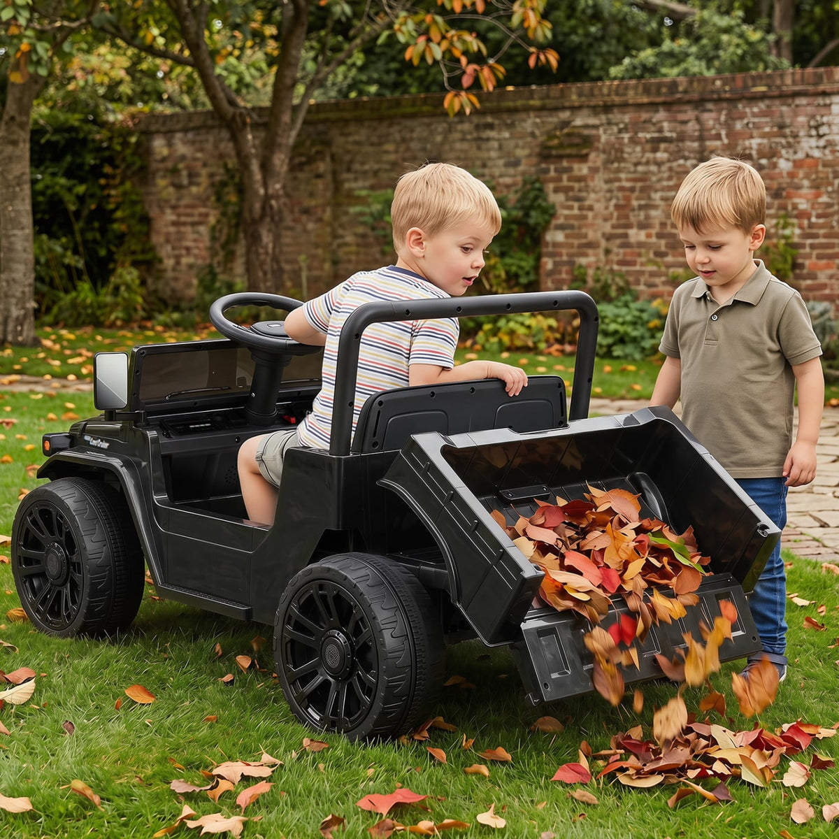 12V Electric Ride On Truck with Dump Bed and Music Licensed Toyota-Black view 2