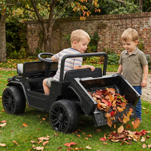 12V Electric Ride On Truck with Dump Bed and Music Licensed Toyota-Black view 2