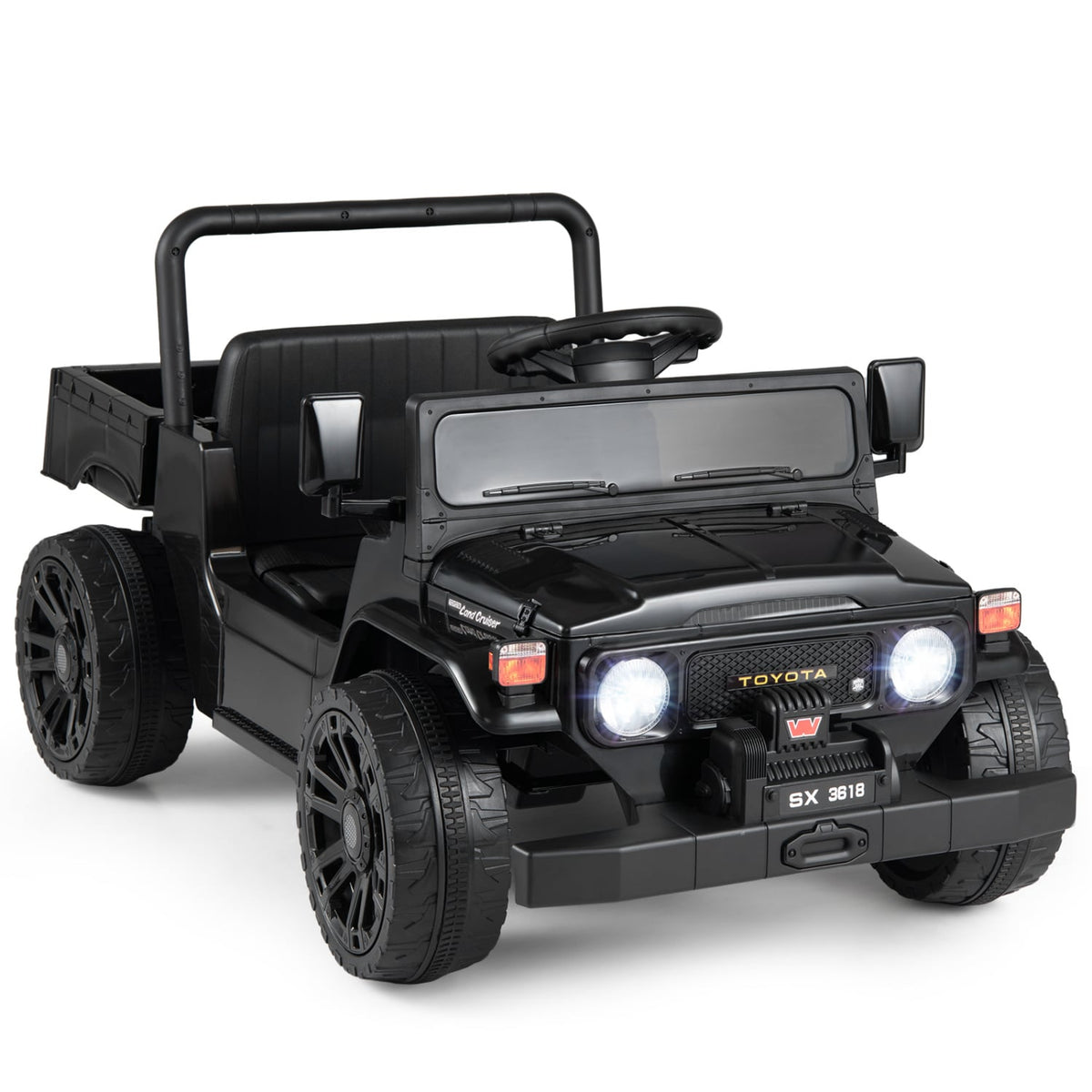 12V Electric Ride On Truck with Dump Bed and Music Licensed Toyota-Black