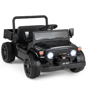 12V Electric Ride On Truck with Dump Bed and Music Licensed Toyota-Black