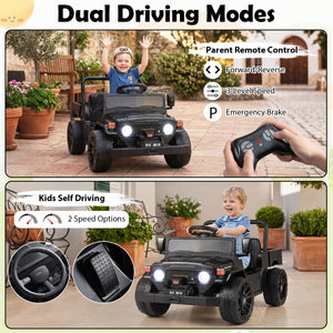 12V Electric Ride On Truck with Dump Bed and Music Licensed Toyota-Black view 6