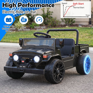 12V Electric Ride On Truck with Dump Bed and Music Licensed Toyota-Black view 9