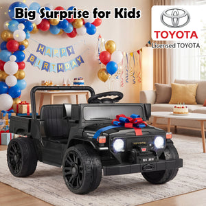 12V Electric Ride On Truck with Dump Bed and Music Licensed Toyota-Black view 5