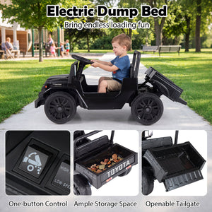 12V Electric Ride On Truck with Dump Bed and Music Licensed Toyota-Black view 8