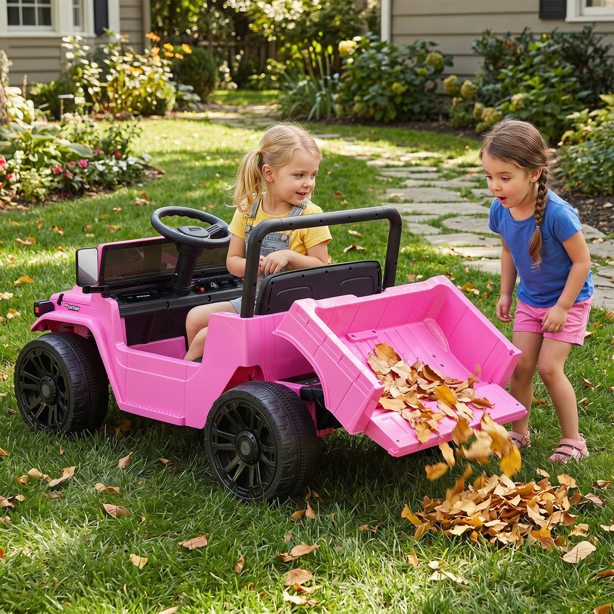 12V Electric Ride On Truck with Dump Bed and Music Licensed Toyota-Pink view 2