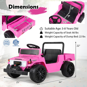 12V Electric Ride On Truck with Dump Bed and Music Licensed Toyota-Pink view 4