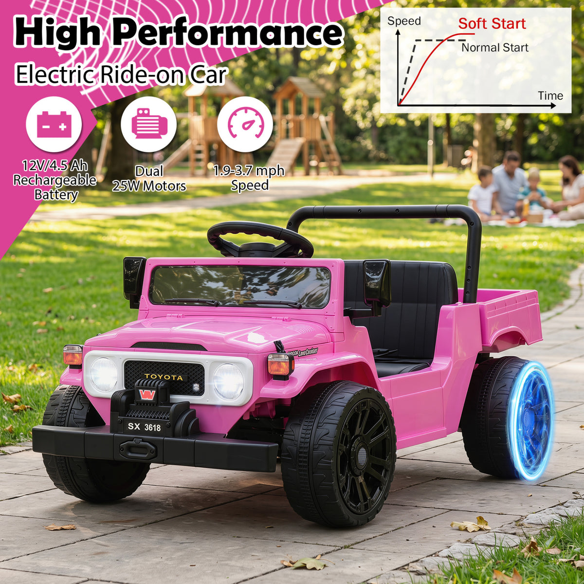 12V Electric Ride On Truck with Dump Bed and Music Licensed Toyota-Pink view 9