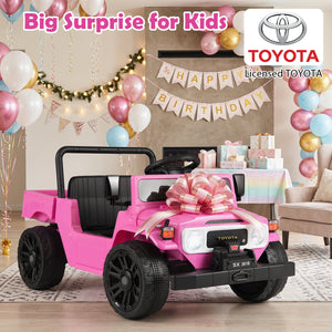 12V Electric Ride On Truck with Dump Bed and Music Licensed Toyota-Pink view 5