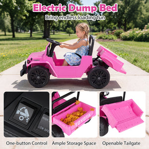 12V Electric Ride On Truck with Dump Bed and Music Licensed Toyota-Pink view 8