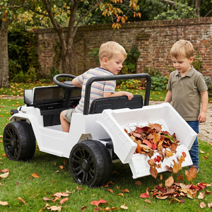 12V Electric Ride On Truck with Dump Bed and Music Licensed Toyota-White view 2