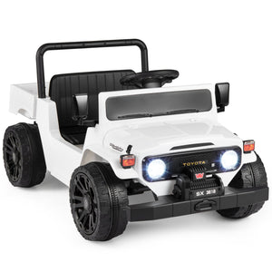 12V Electric Ride On Truck with Dump Bed and Music Licensed Toyota-White