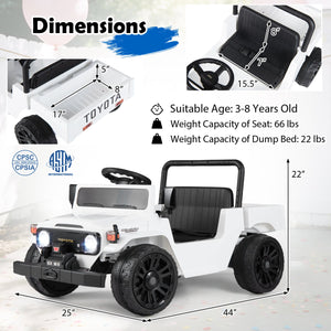 12V Electric Ride On Truck with Dump Bed and Music Licensed Toyota-White view 4