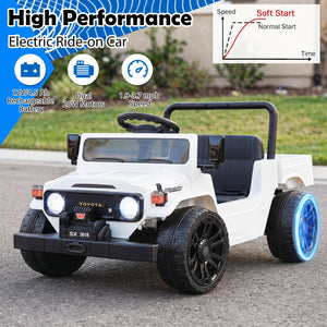 12V Electric Ride On Truck with Dump Bed and Music Licensed Toyota-White view 9