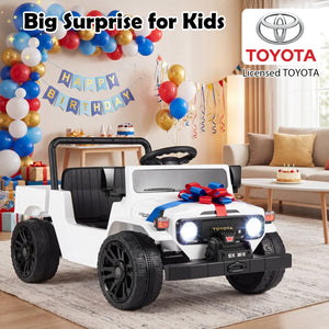 12V Electric Ride On Truck with Dump Bed and Music Licensed Toyota-White view 5