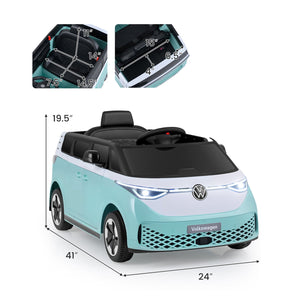 12V Kids Electric Car Bus with Music and LED Headlights Licensed Volkswagen-Blue view 2