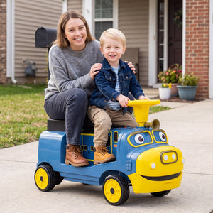 12V Kids Ride on Train 3-Seater with Detachable Carriage Licensed Chuggington-Blue view 3