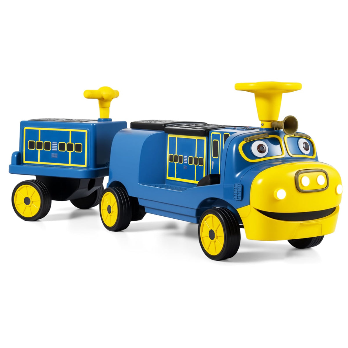 12V Kids Ride on Train 3-Seater with Detachable Carriage Licensed Chuggington-Blue