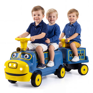 12V Kids Ride on Train 3-Seater with Detachable Carriage Licensed Chuggington-Blue view 4