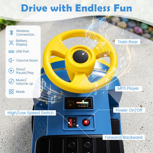 12V Kids Ride on Train 3-Seater with Detachable Carriage Licensed Chuggington-Blue view 7