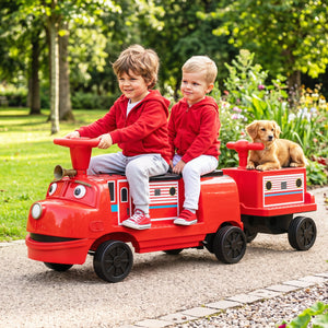 12V Kids Ride on Train 3-Seater with Detachable Carriage Licensed Chuggington-Red view 2