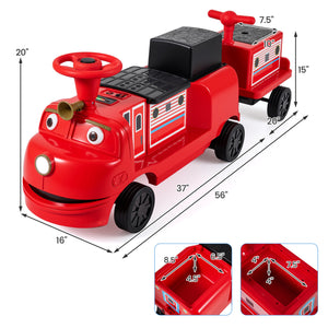 12V Kids Ride on Train 3-Seater with Detachable Carriage Licensed Chuggington-Red view 5