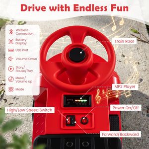 12V Kids Ride on Train 3-Seater with Detachable Carriage Licensed Chuggington-Red view 7