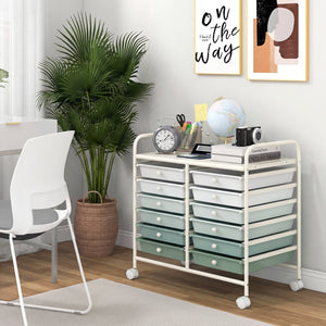 12 Drawers Rolling Storage Cart for Home and Office-Green Gradient view 2