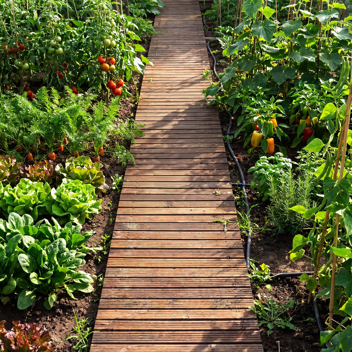 12 FT Wooden Garden Pathway 22 Inches Wide Outdoor Roll out Straight Walkway-Brown view 3