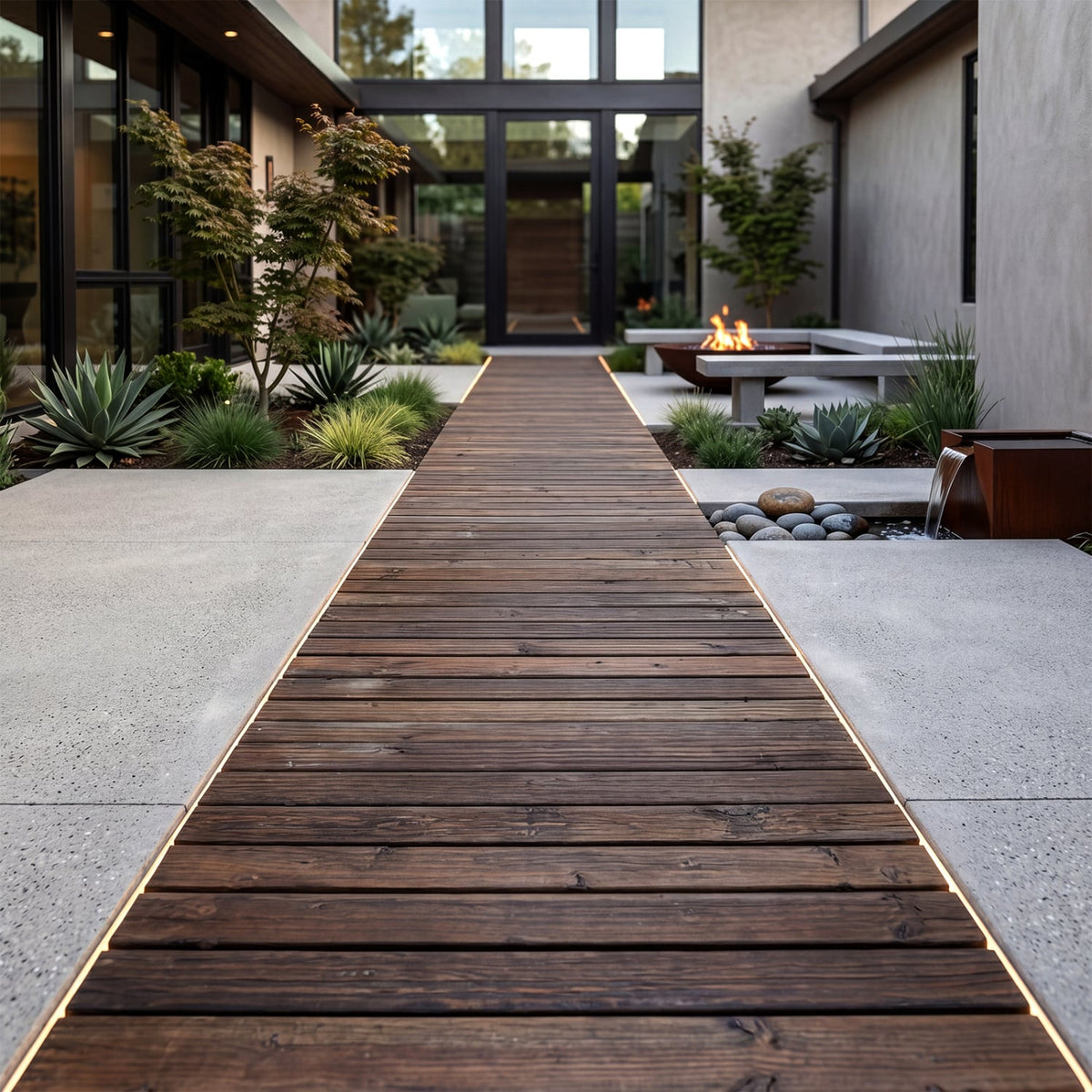 12 FT Wooden Garden Pathway 22 Inches Wide Outdoor Roll out Straight Walkway-Brown view 6