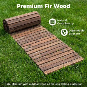 12 FT Wooden Garden Pathway 22 Inches Wide Outdoor Roll out Straight Walkway-Brown view 7