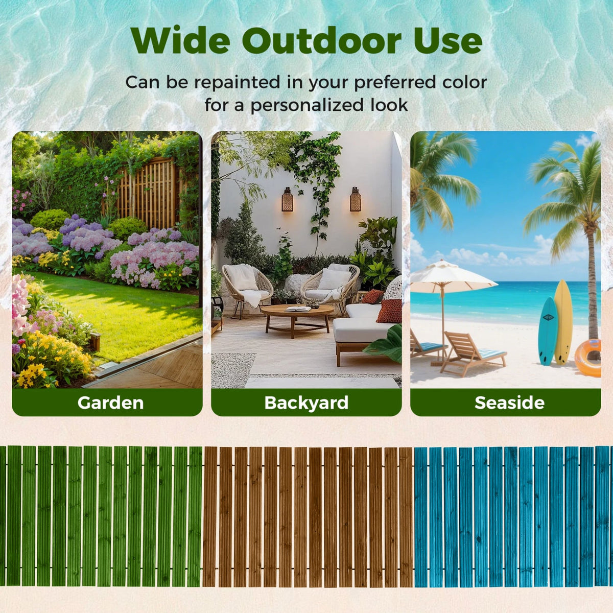 12 FT Wooden Garden Pathway 22 Inches Wide Outdoor Roll out Straight Walkway-Brown view 9