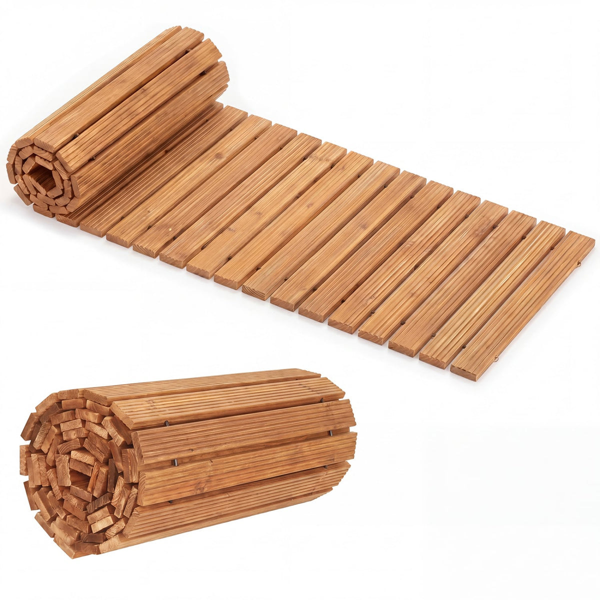 12 FT Wooden Garden Pathway 22 Inches Wide Outdoor Roll out Straight Walkway-1 Piece