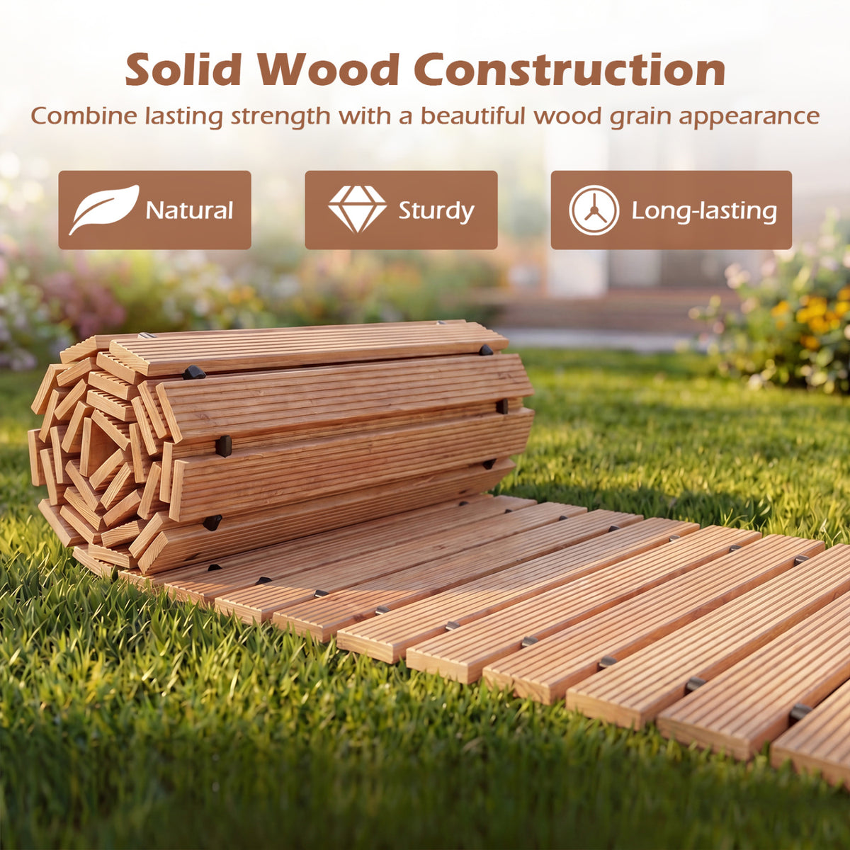 12 FT Wooden Garden Pathway 22 Inches Wide Outdoor Roll out Straight Walkway-1 Piece view 6