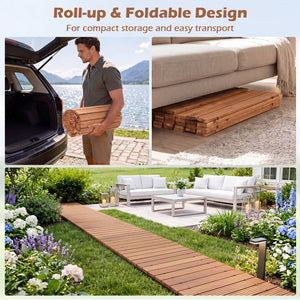 12 FT Wooden Garden Pathway 22 Inches Wide Outdoor Roll out Straight Walkway-1 Piece view 8