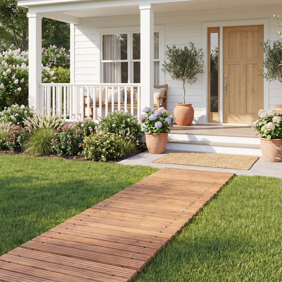 12 FT Wooden Garden Pathway 22 Inches Wide Outdoor Roll out Straight Walkway-1 Piece view 2