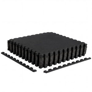 12 Pack Non-Slip Protective Interlocking EVA Foam Floor Tiles-Black