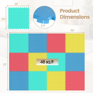 12 Pack Non-Slip Protective Interlocking EVA Foam Floor Tiles-Multicolor view 4