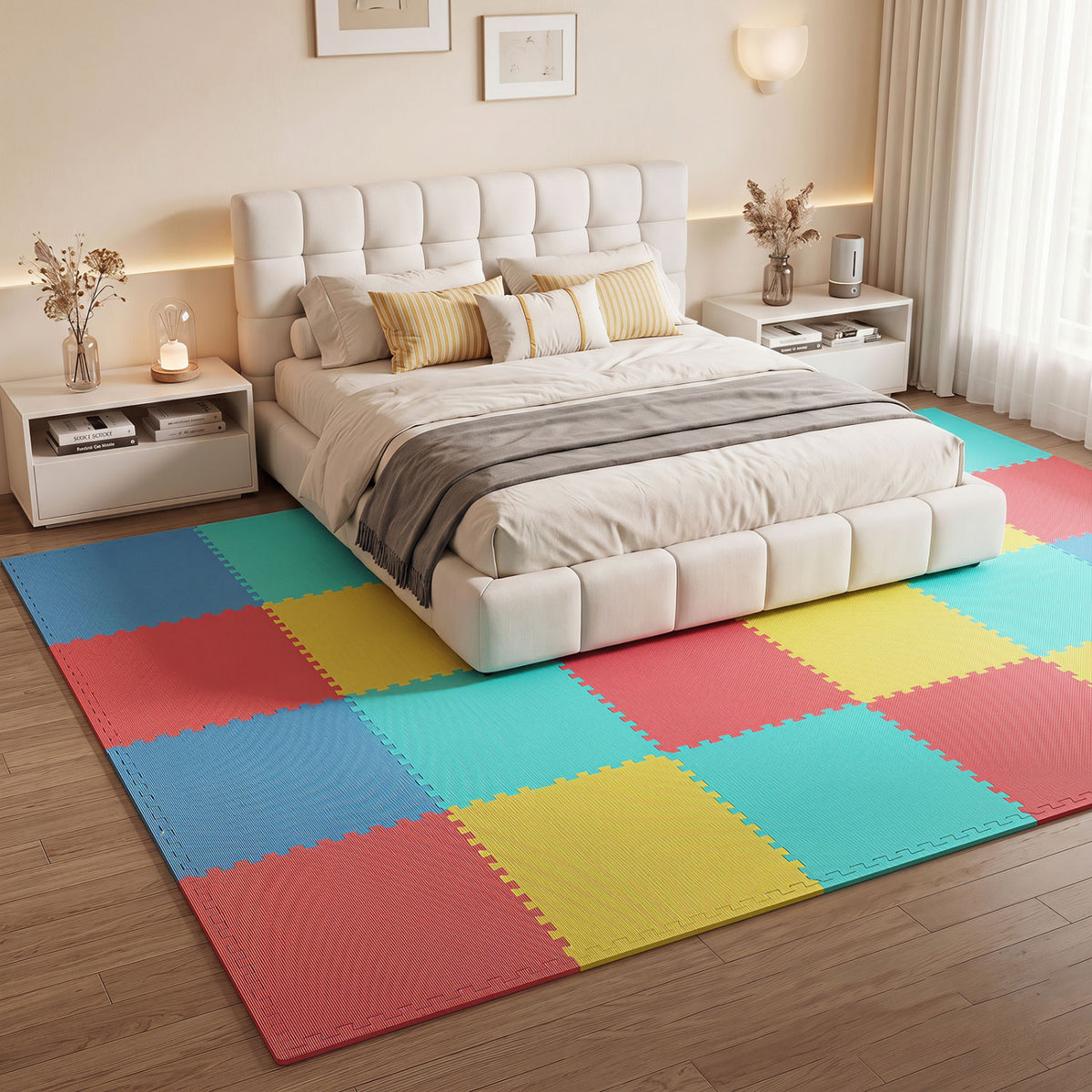 12 Pack Non-Slip Protective Interlocking EVA Foam Floor Tiles-Multicolor view 3