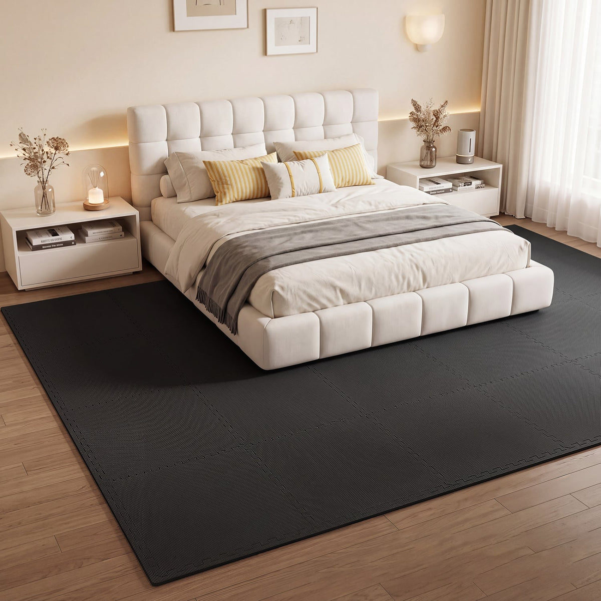 12 Pack Non-Slip Protective Interlocking EVA Foam Floor Tiles-Black view 3