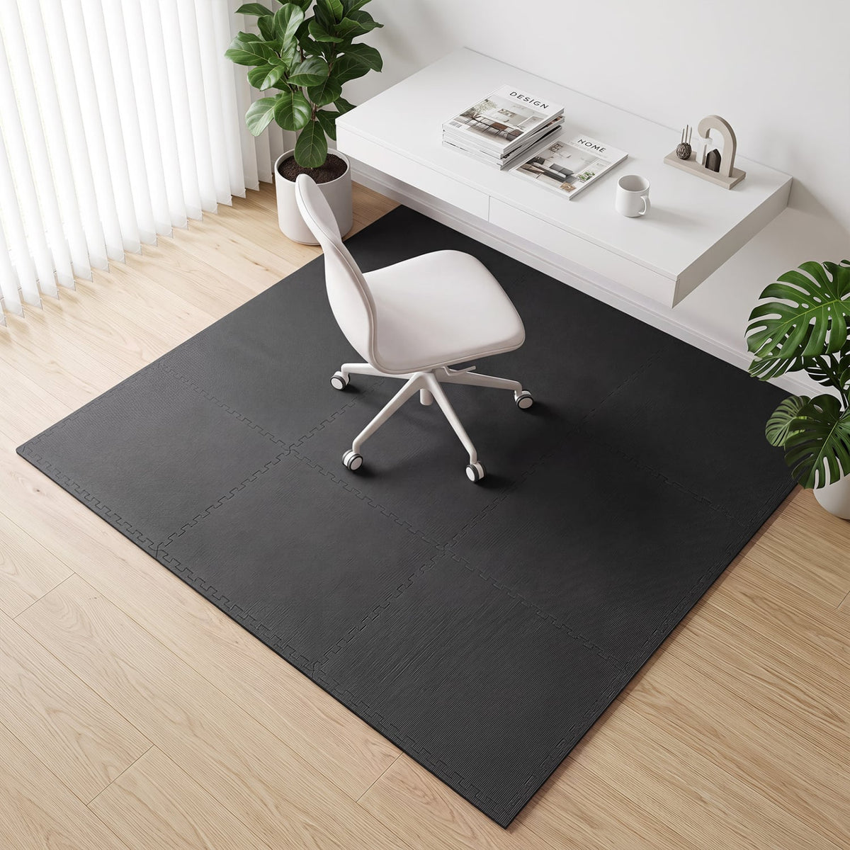 12 Pack Non-Slip Protective Interlocking EVA Foam Floor Tiles-Black view 5